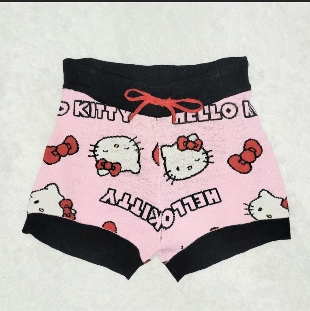 Hot Topic Hello Kitty Pink & Black Knit Lounge Shorts Women's US Small! ✨️ NWT